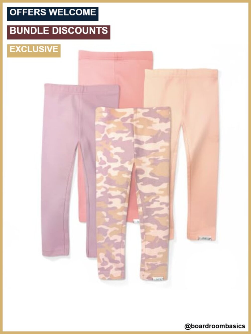 Organic Cotton Leggings 4 Pack Pull On Pants for Girls